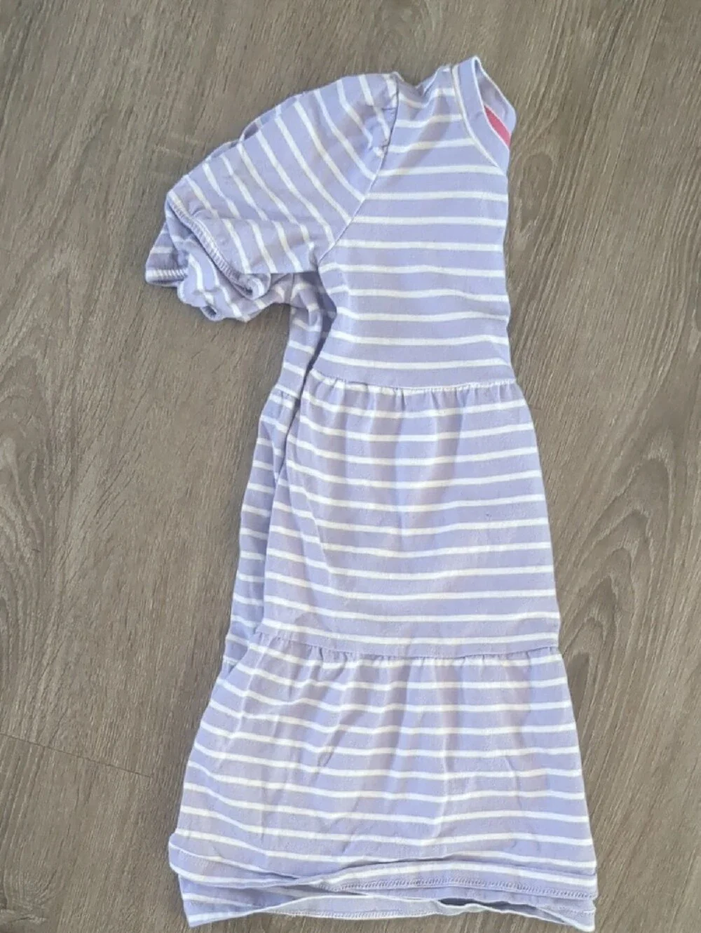 GAP Lavender and White Striped Puff-Sleeve Dress